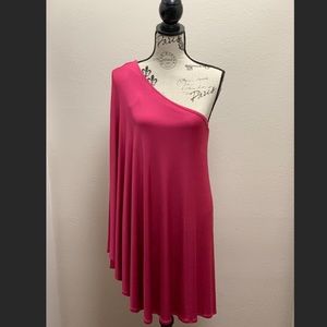 Guess by Marciano Pink Satin One Shoulder Dress